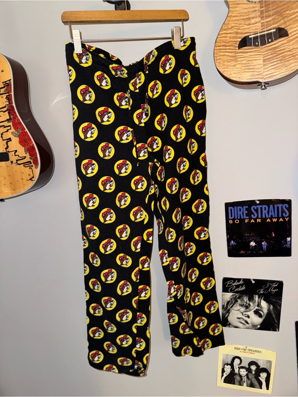 Graphic Logo Print Black Lounge Pants with Yellow & Red Accents